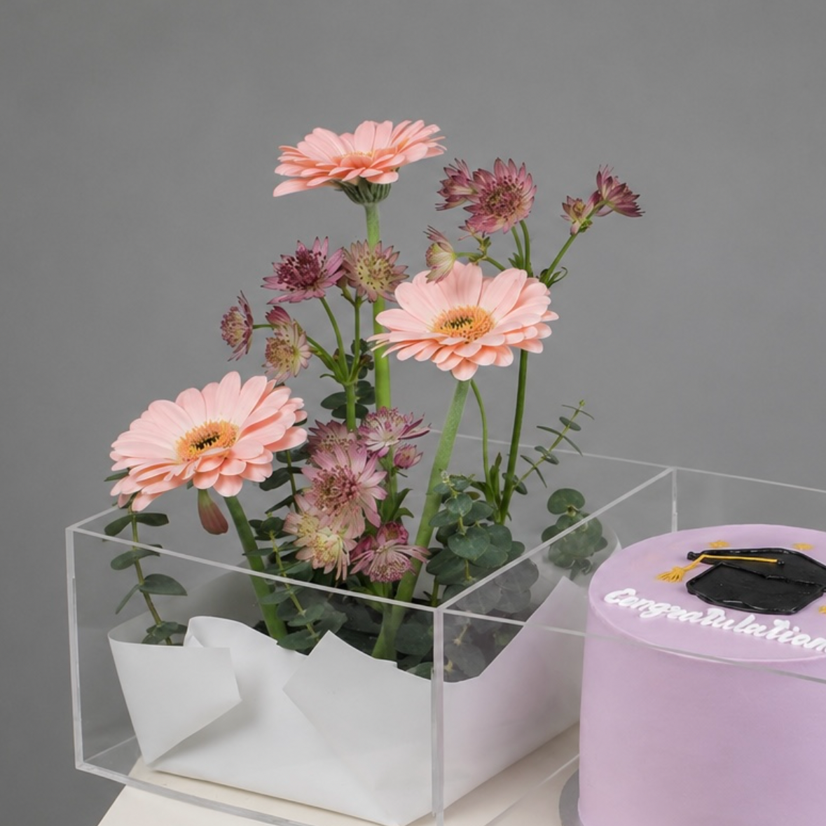 Blush Graduation Bloom & Cake Box