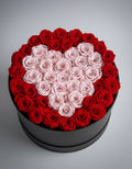 Two-Tone Red & Pink Roses Heart Box