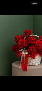 Scarlet Rose Flower Basket