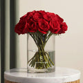 Blooms Culture Classic Red Roses in Glass Vase