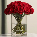 Blooms Culture Classic Red Roses in Glass Vase