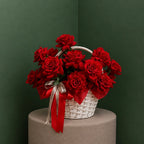 Scarlet Rose Flower Basket
