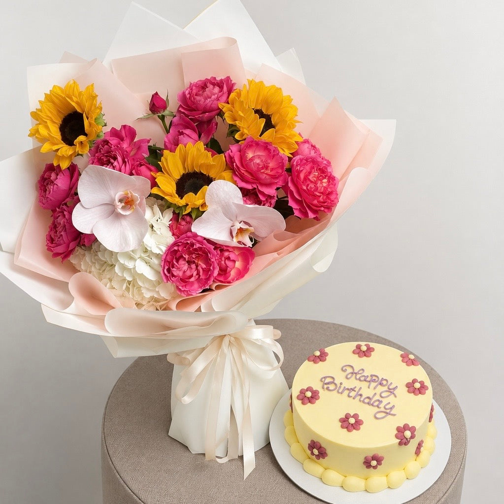 Sunshine Bloom & Birthday Cake Combo