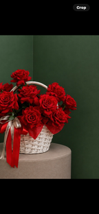 Scarlet Rose Flower Basket