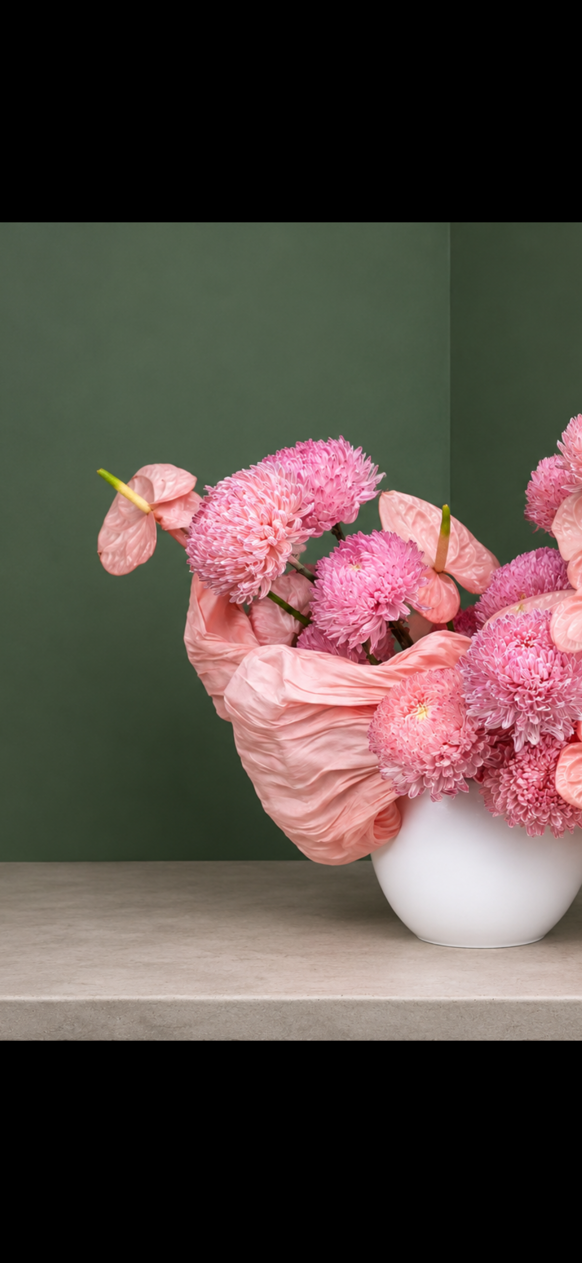 Pink Blush Anthurium & Chrysanthemum Vase