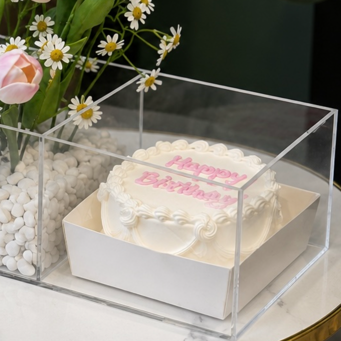 Blush Tulip & Daisy Cake Box