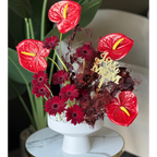Luxury Red Tropical Bloom Centerpiece in White Pedestal Bowl