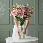 Elegant Pink Lily Bouquet in Glass Vase