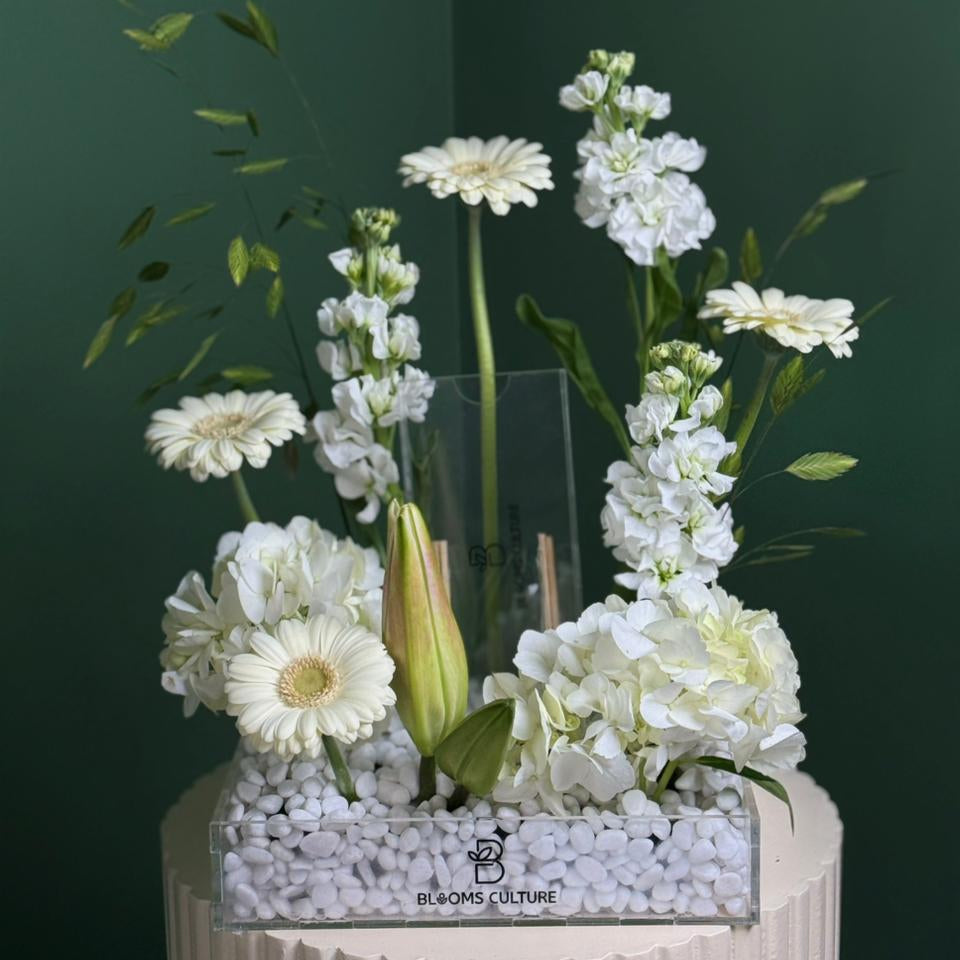 Pure Serenity White Bloom Acrylic Box