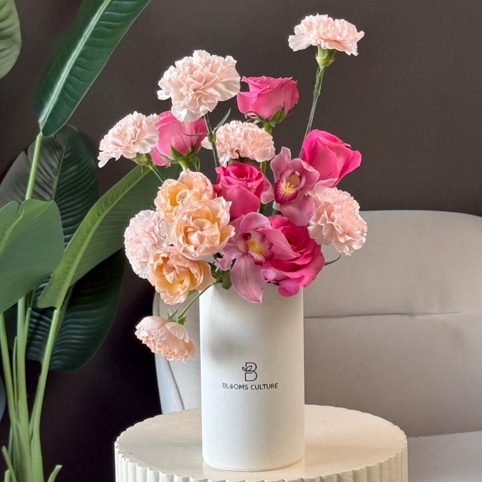 Signature Soft Pink Mix in Cylinder Vase